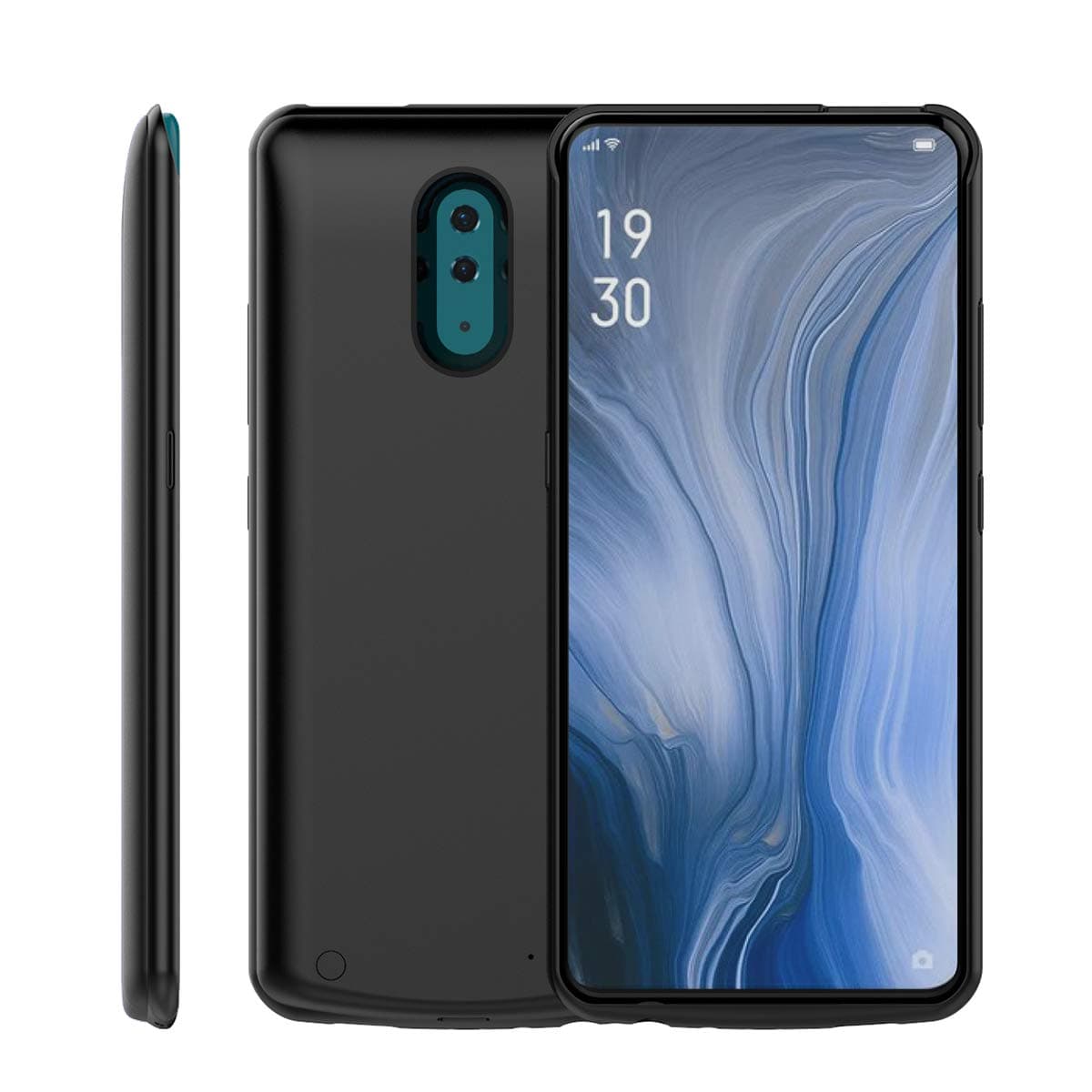 Rngqun Battery Case for Oppo Reno Z 6500mAh Battery, Rechargeable Battery Charging Case,Ultra Slim External Charger Case Portable Backup Power Bank for Oppo Reno Z 6500mAh Battery,Black