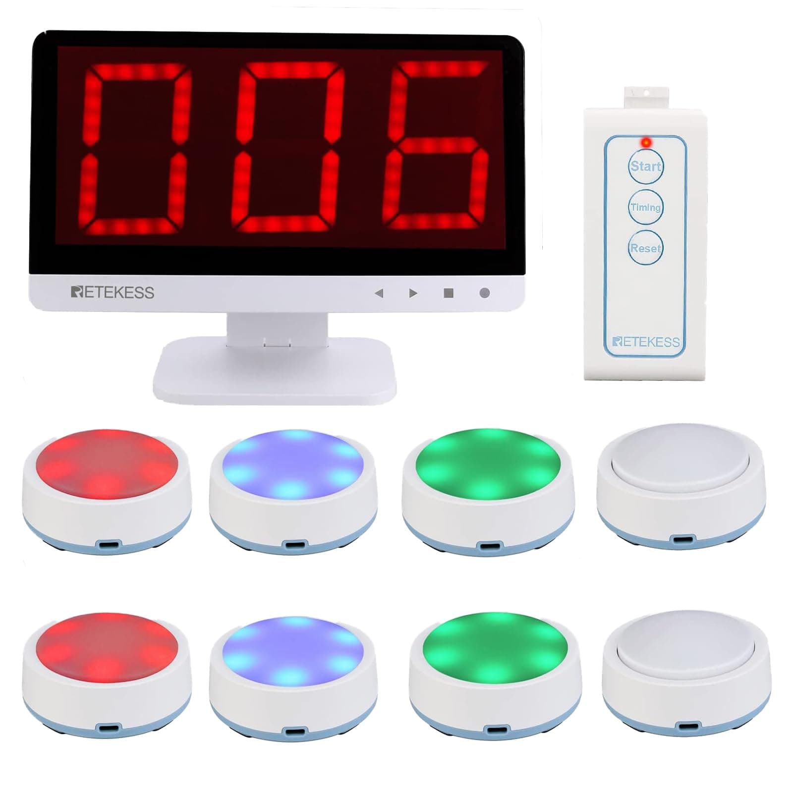 Tm101 Game Show Buzzer System,Family Feud Buzzer, Add Up To 32 Buttons,262Ft, 8 Jeopardy Buzzers For Classroom School Competition