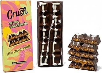 Crush Dubai Pecan Chocolate Bar – 8 oz Luxury Gift, Filled with Toasted Katafi, Pecan Cream & Tahini, Inspired by the Classic Knafeh Dessert