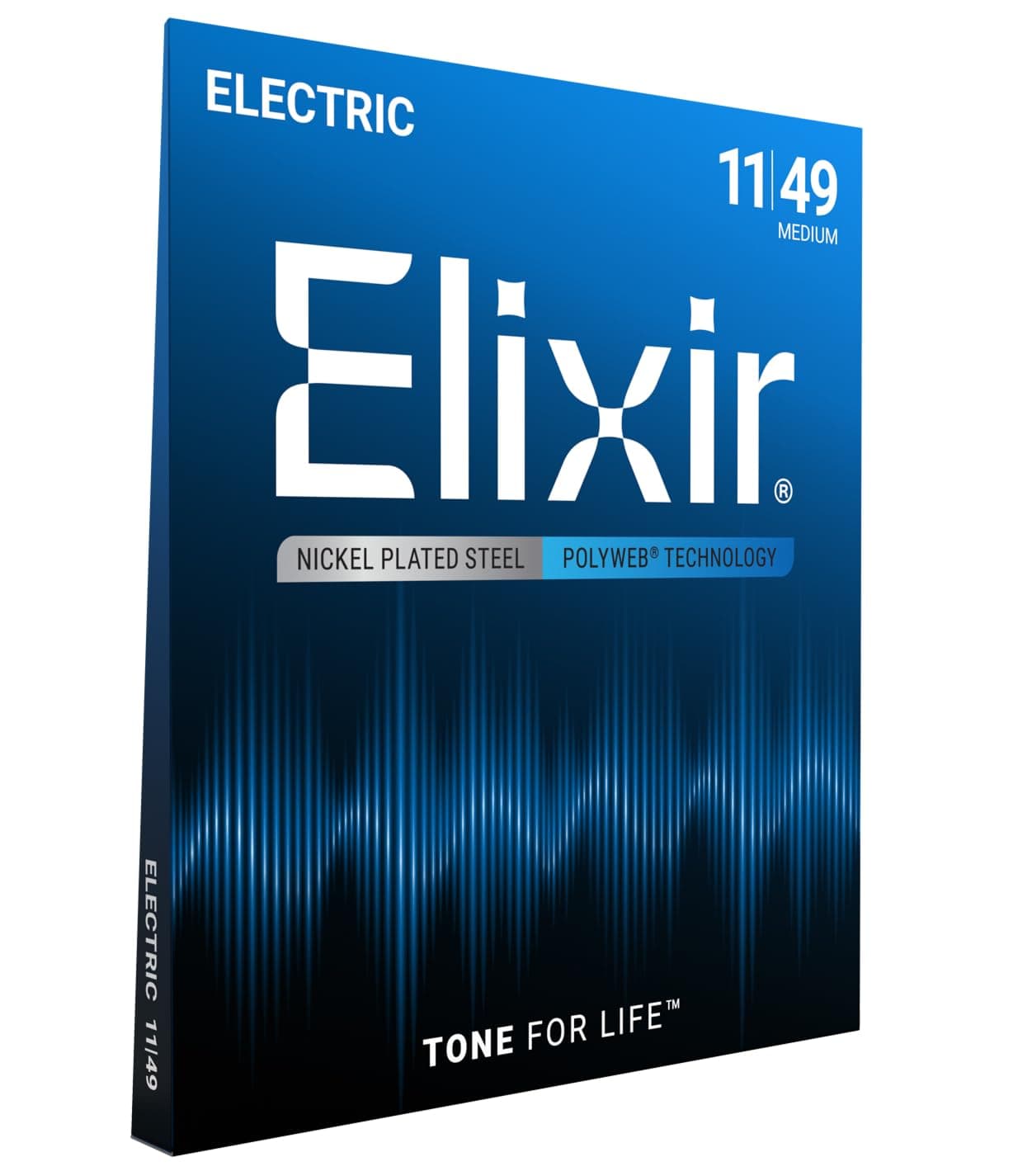 Elixir Strings, Electric Guitar Strings, Nickel Plated Steel with POLYWEB Technology, Longest-Lasting Warm Tone with Comfortable Feel, 6 String Set, Medium 11-49