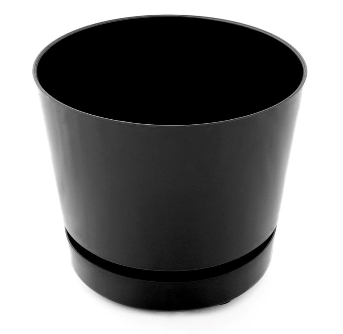 Large 10" Self-Watering + Aerating + High Drainage Unique Deep Reservoir Modern Round Planter Maintains Healthy Roots and Moisture for House Plants & Garden (10 Inch, Black)