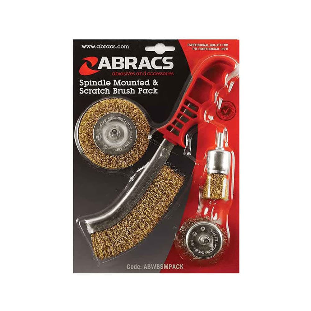 Abracs ABWBSMPACK Spindle Mounted & Scratch Brush Pack - Variety Of Brushes To Be Used On Metal, Rust And Paint