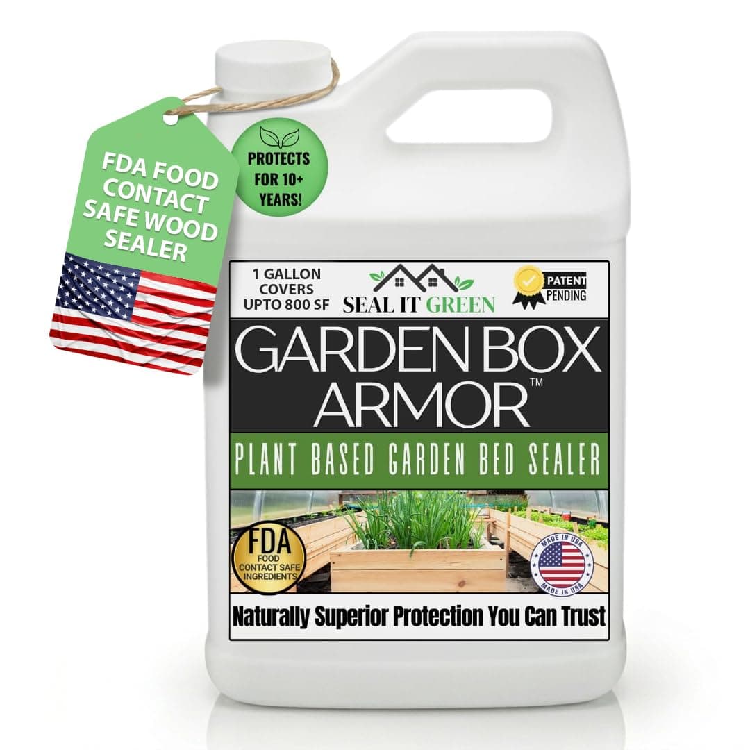 Garden Box Sealer | FDA Food Contact Safe Plant-Based Wood Sealant for Raised Bed, Planter & Pet House. Protects All Wood Types from Water & Weather Damage |