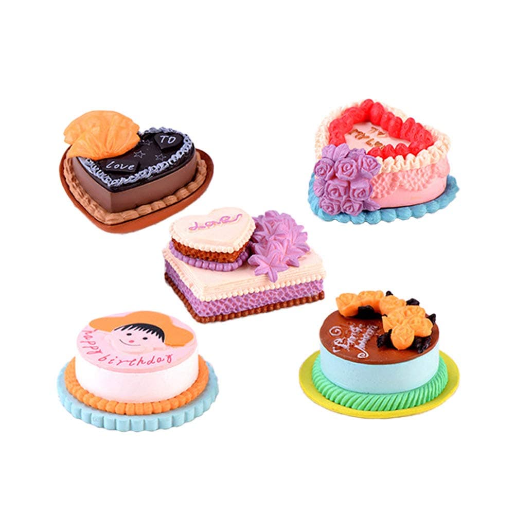 5 Pcs Miniature Dessert Cake Dollhouse Pretend Play Toy, Realistic Fake Cake Cupcake Model Home Staging Equipment Crafts Photography Props Home Decoration