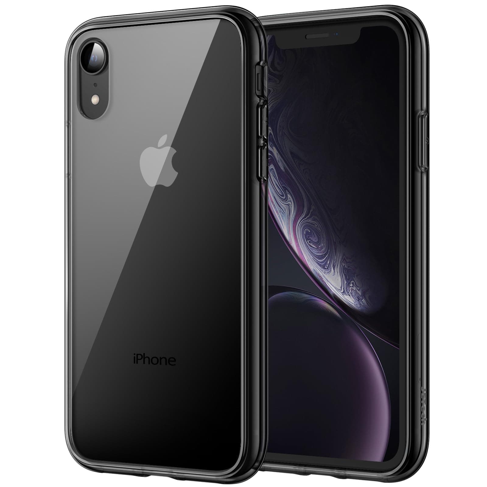 Case for iPhone XR 6.1-Inch, Non-Yellowing Shockproof Phone Bumper Cover, Anti-Scratch Clear Back (Black)