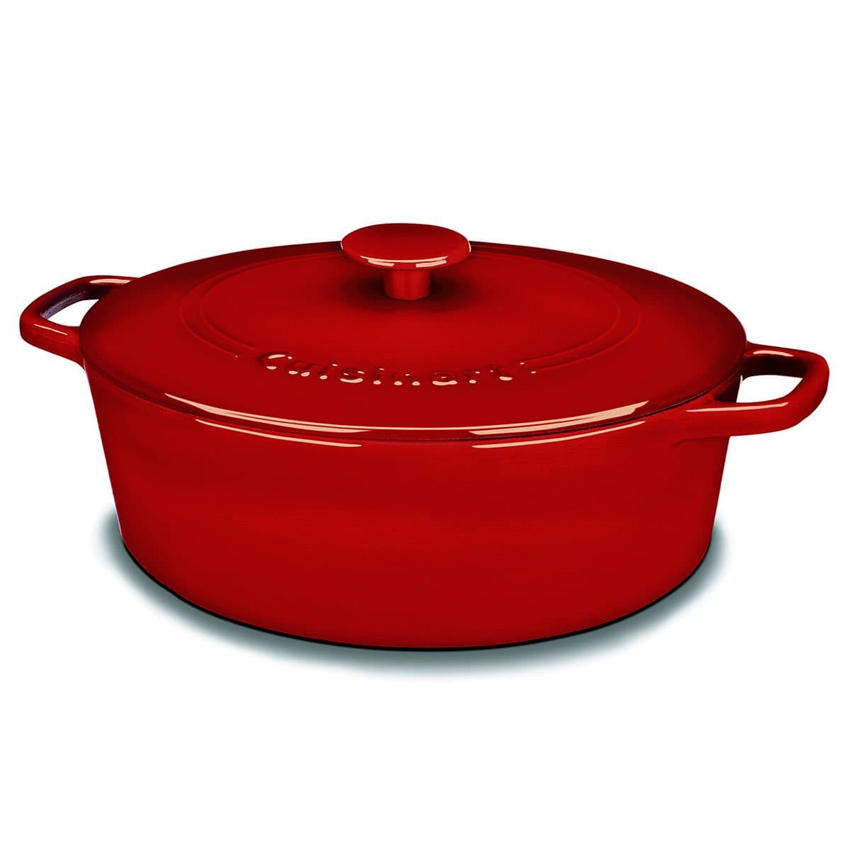 Chef's Classic Enameled Cast Iron Oval Covered Casserole (Cardinal Red, 5.5-Quart)