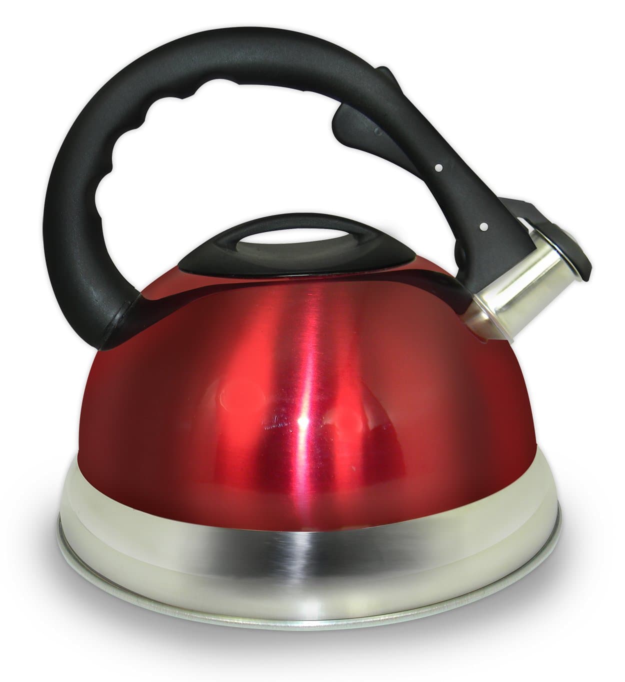 Cook Pro Red Stainless Whistling Teakettle with Heavy Duty Encapsulated Base, 3-Quart