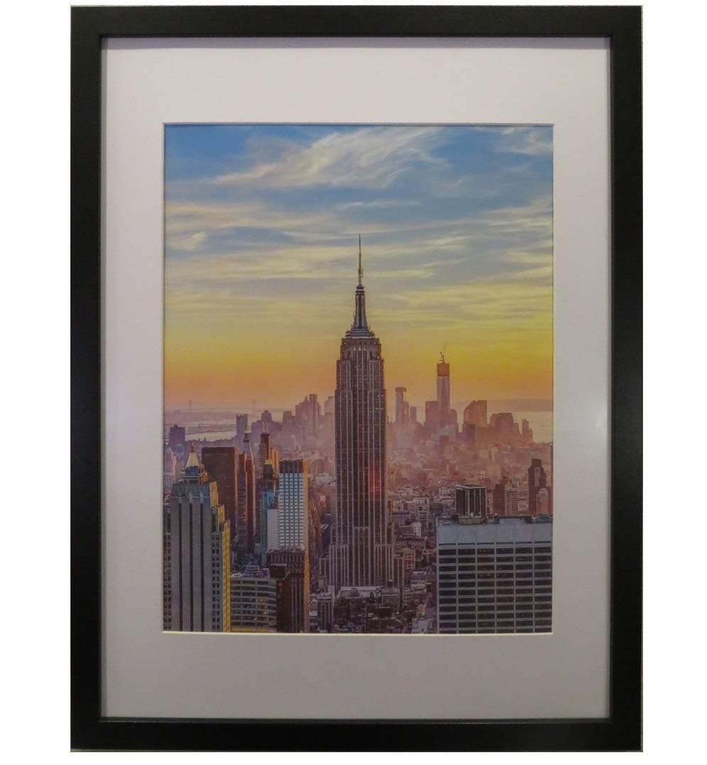 Frame Amo 18x24 Black Picture Frame, White Mat for 14x18 Image, 1 Inch Border, Acrylic Face (1)