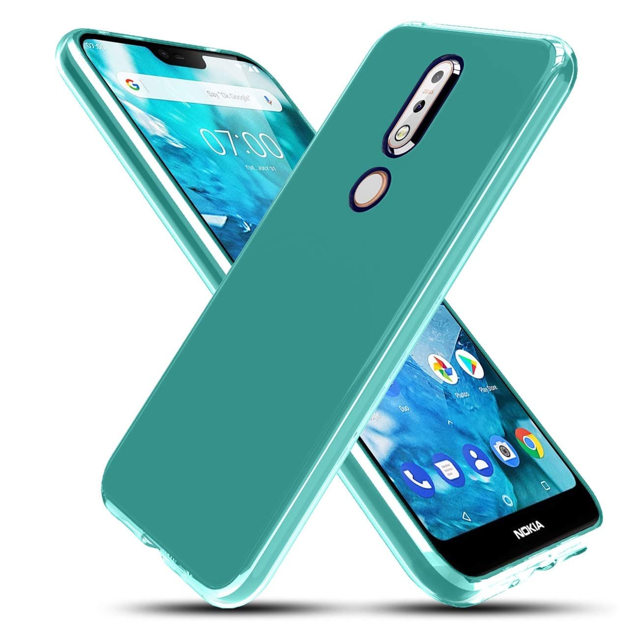 CaseBing for Nokia 7.1 Case,[Ultra-Thin Slim][Shock Absorption][Non-Slip] Anti-Scratch Bumper Flexible Soft Skin Silicone Premium Protective Clear TPU Case Cover-Mint