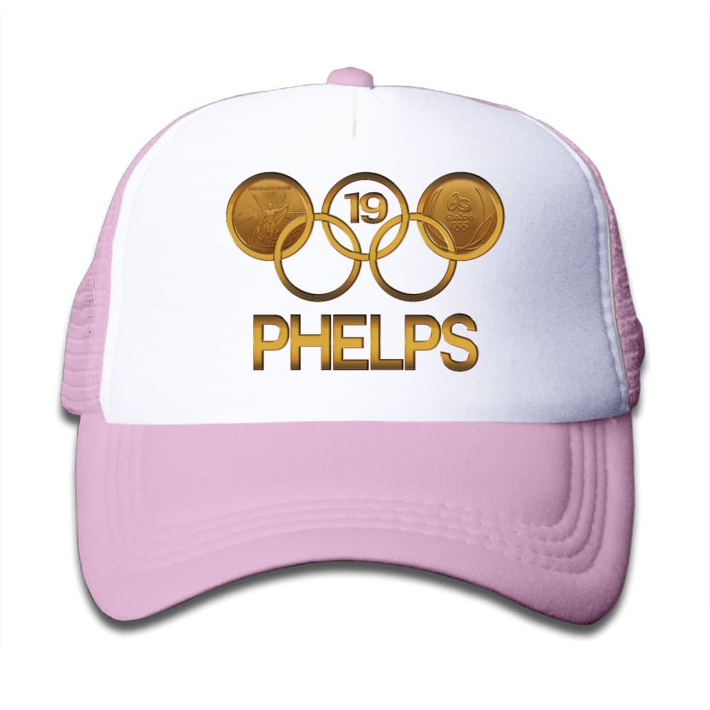 JSWALA Michael Phelps Swimming Rio Olympics 2016 Mesh Caps Snapback Hats For Kids Child Pink