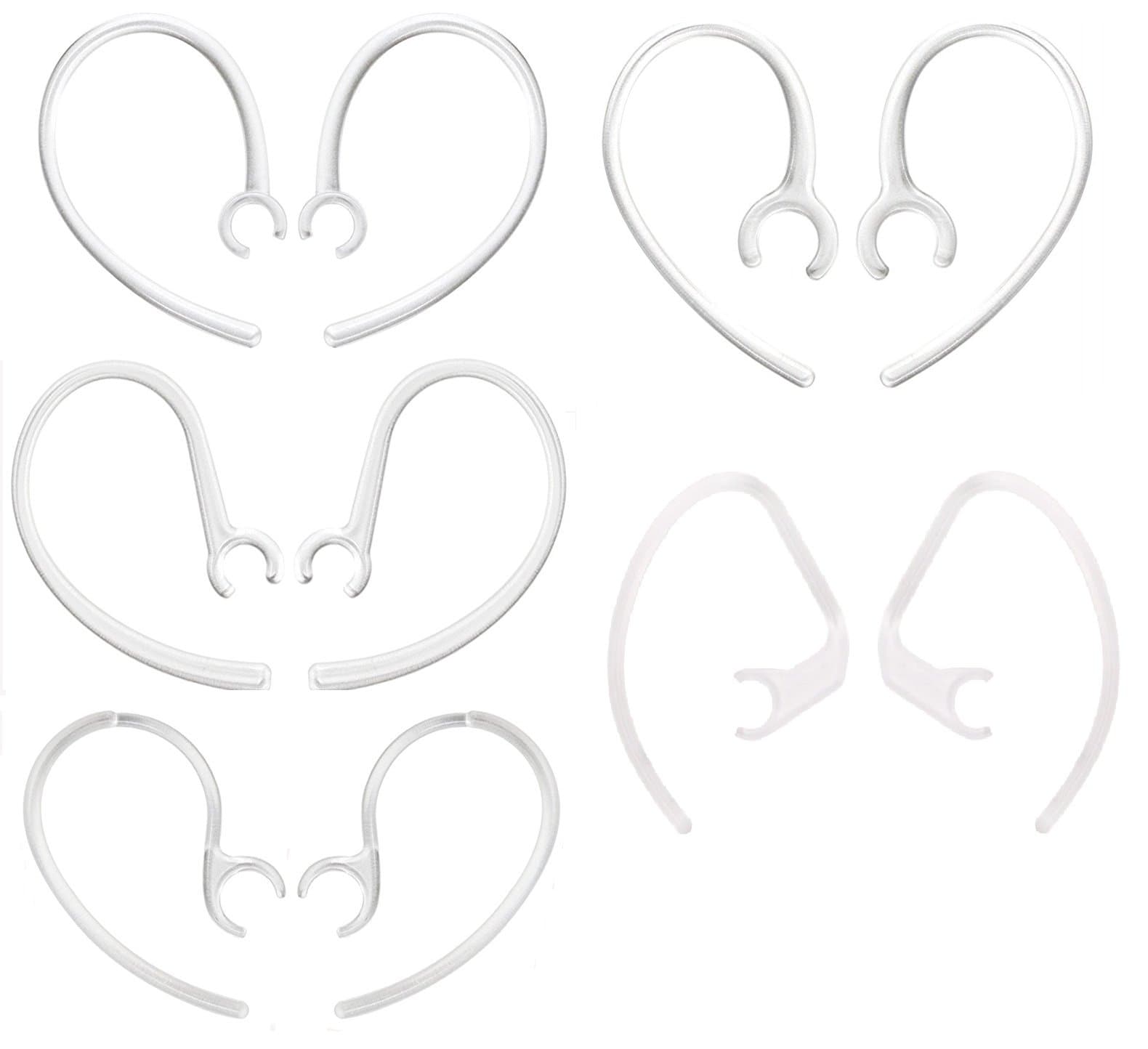 Earhook for Headset, Diana Fay Soft Plastic 5.6mm/6.3mm/7mm/7.8mm/8.5mm Sizes Ear Hook Earloop for Most Plantronics Jabra In-Ear Headset, 10 Pcs Set 5 Sizes Clips, Clear