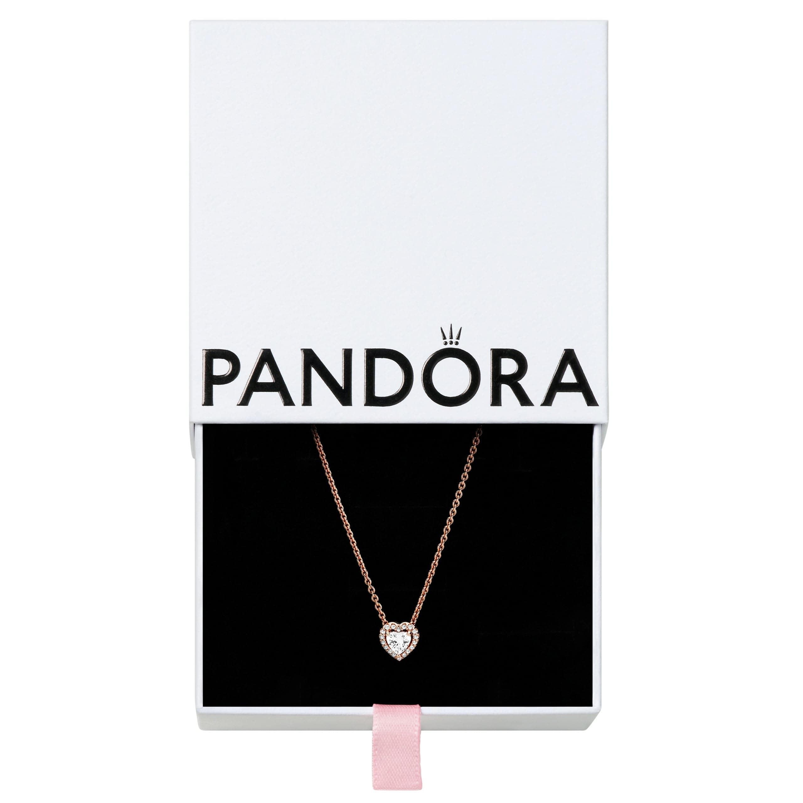 Sparkling Heart Collier Necklace - Adjustable Jewelry with Lobster Clasp - Gift for Her - 14k Rose Gold & Cubic Zirconia - With Gift Box - 17.7"