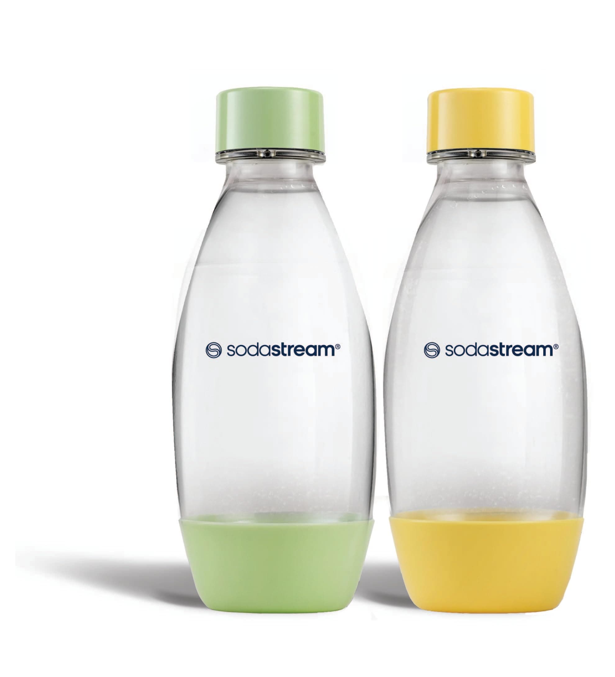 sodastreamDuoPack Plastic Bottles Fuse 0.5 L, Dishwasher Safe, Pack of 2, Yellow/Green, 19 cm High