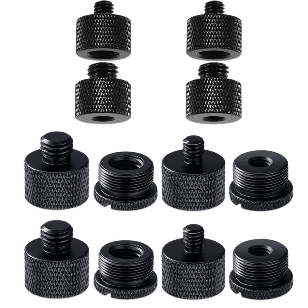 12 Pcs Mic Stand Adapter Thread Adapter Set, 5/8 Female to 3/8 Male and 3/8 Female to 5/8 Male, 5/8 Female to 1/4 Male and 1/4 Female to 5/8 Male, 1/4 Male to 3/8 Female and 3/8 Male to 1/4 Female