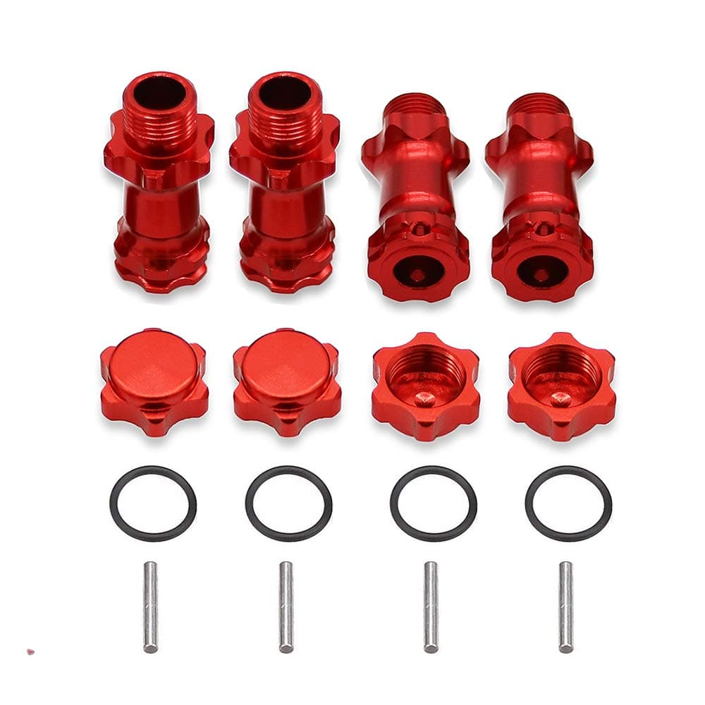 4Pcs Aluminum 17MM Wheel Hex Hub Extension Adapter 37MM Capped Longer Combiner Coupler for 1/8 RC Model Car with Anti-Dust Cover Nuts Pins
