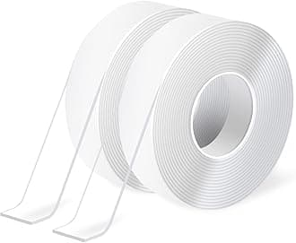 Nano Double-Sided Adhesive Tape (2-Roll of 10FT), Multipurpose Transparent Foam Tape for Carpet Mats/Paste Items/Photos Frames/Craft Wall Mounting