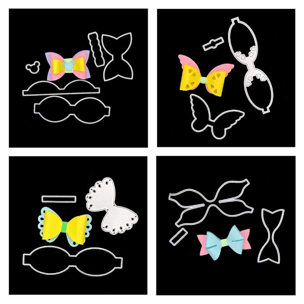 Meslio 4pcs Bow Tie Cutting Dies, Bows Die Stencil Die Cuts Embossing Scrapbooking Paper Card Decor Craft for Card Making DIY Bow Craft and Gift Wrapping