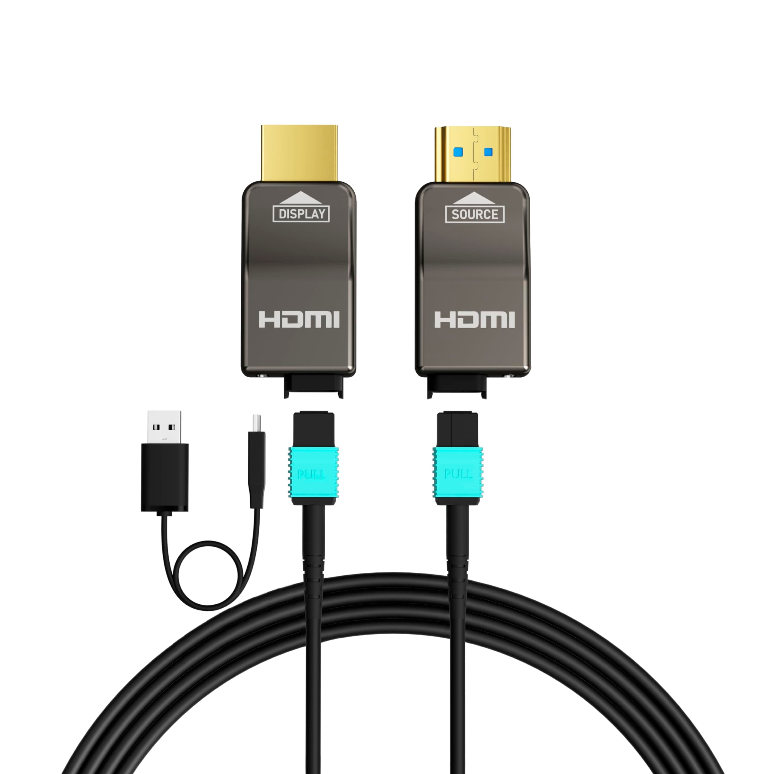 8K Detachable Full Fiber Optic Armored HDMI 2.1 Cable 33FT, Ultra High Speed 48Gbps, Support 8K@60Hz 4K@120Hz, Dynamic HDR, eARC, Compatible with TV/PS5/Xbox/Blu-ray/Monitor/Projector