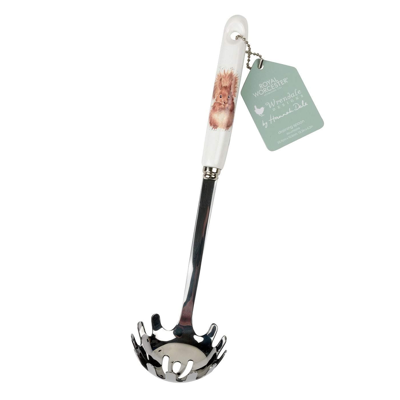 Portmeirion Home & Gifts Wrendale Pasta Spoon (Squirrel), Porcelain, 2 x 7 x 30 cm