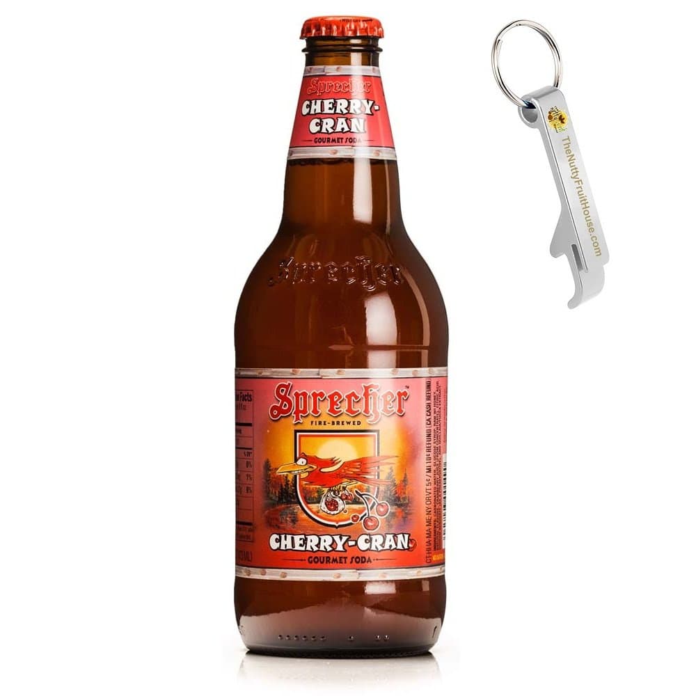 Sprecher Ravin Red Soda Pop 12-Ounce Bottle 24 Count (With Exclusive Stainless Steel Bottle Opener)