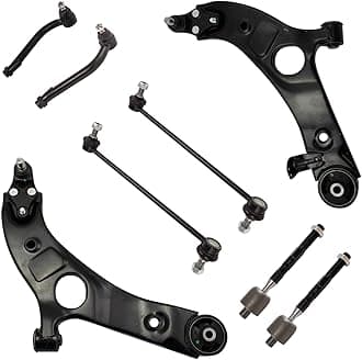 TRQ Front Steering & Suspension Kit Control Arm with Ball Joint Sway Bar Stabilizer Link Tie Rod Compatible with 2013-2018 Hyundai Santa Fe