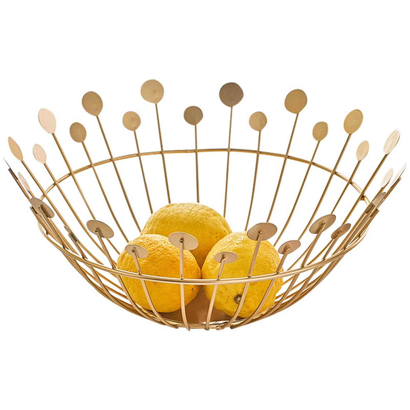 LXLTL Fruit Bowls, Metal Wire Fruit Basket Holder, Decorative Fruits Basket Stand - Easy Installation - Gold,1 Tier Fruit Bowl