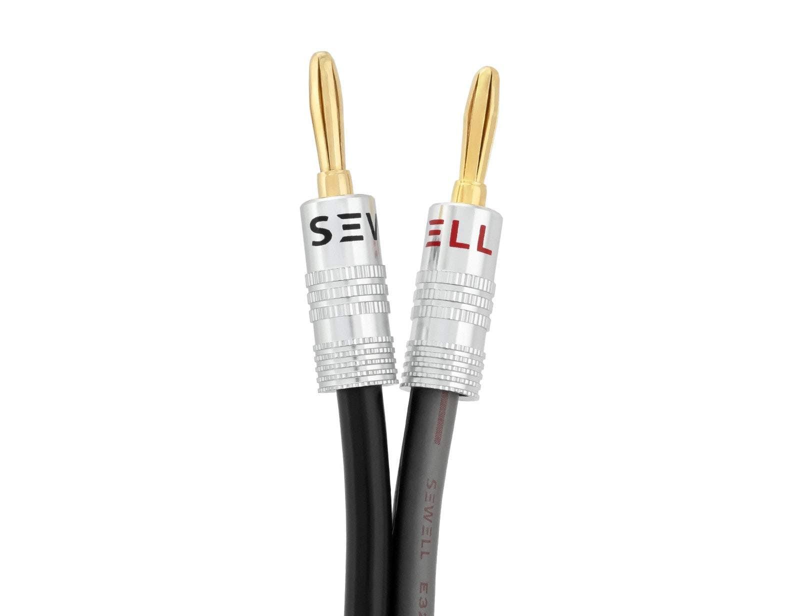 Sewell Silverback Speaker Wire, 12 AWG, with Silverback Banana Plugs, OFC, 259 Strand Count, 3 ft