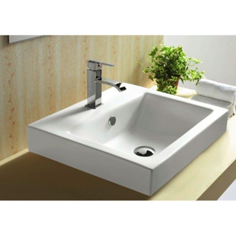 Caracalla CA4034A-One Hole-637509844523 Square Self Rimming Washbasin, White