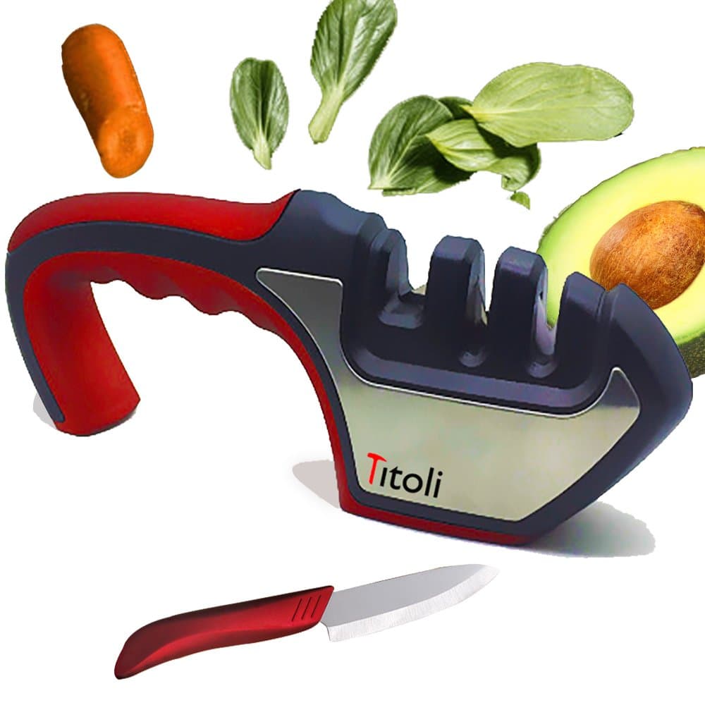 Kitchen Knife Sharpener -Deluxe 2-Stage knife Sharpening Tool For Restore, Repair and Polishing