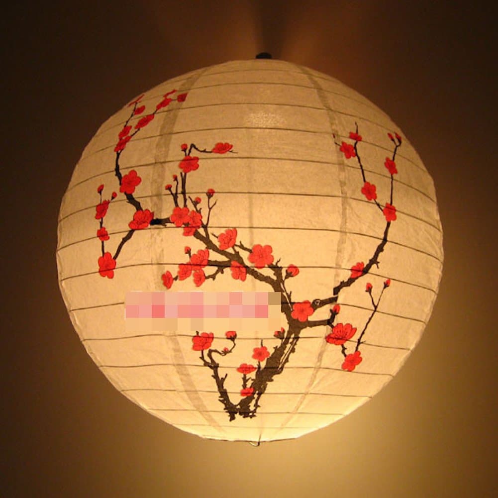 WT Japanese/Chinese Paper Lantern [Red Sakura (Cherry)]13.7 inches (35 cm)
