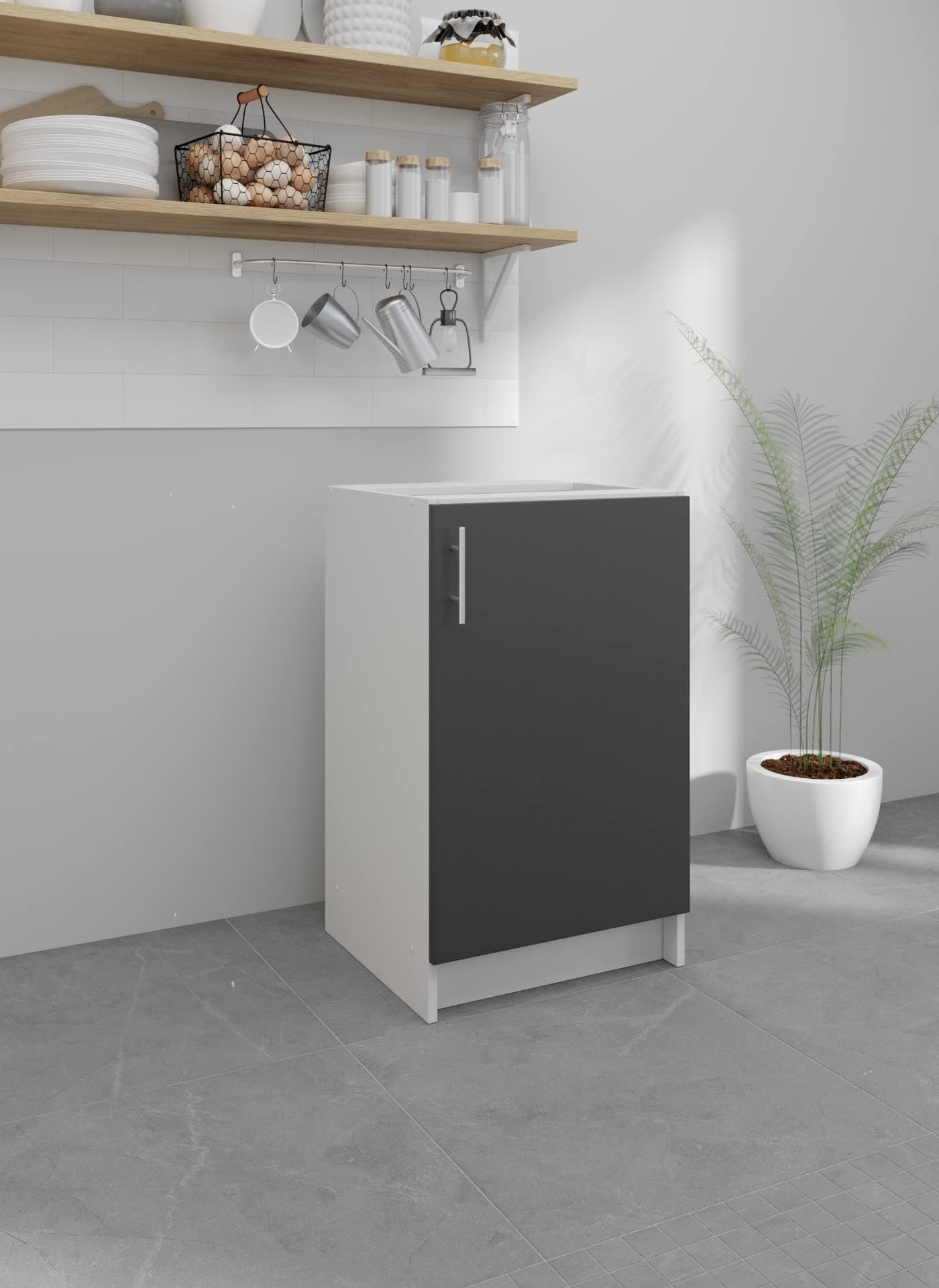 JD Greta Kitchen Base Cabinet – 500mm – Base Kitchen Unit (Without Worktop) - Dark Grey (Anthracite) Matt