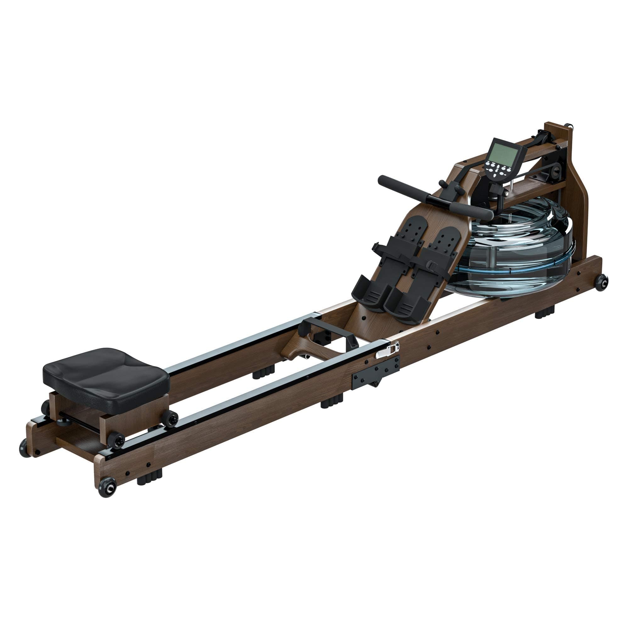 Reliancer Wooden Water Rowing Machine w/Dust-Proof Cover & Wireless Monitor Water Resistance Wood Rower Machine