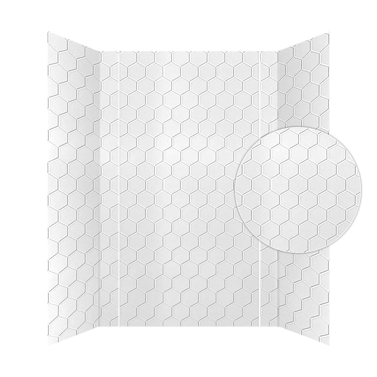 From Plain To Beautiful In Hours 133-WHITE-HEX-KIT Hex Tile - Tub and Shower Wall Panels Surround (Covers/ 96 sq. ft.), Gloss White, 1 Piece
