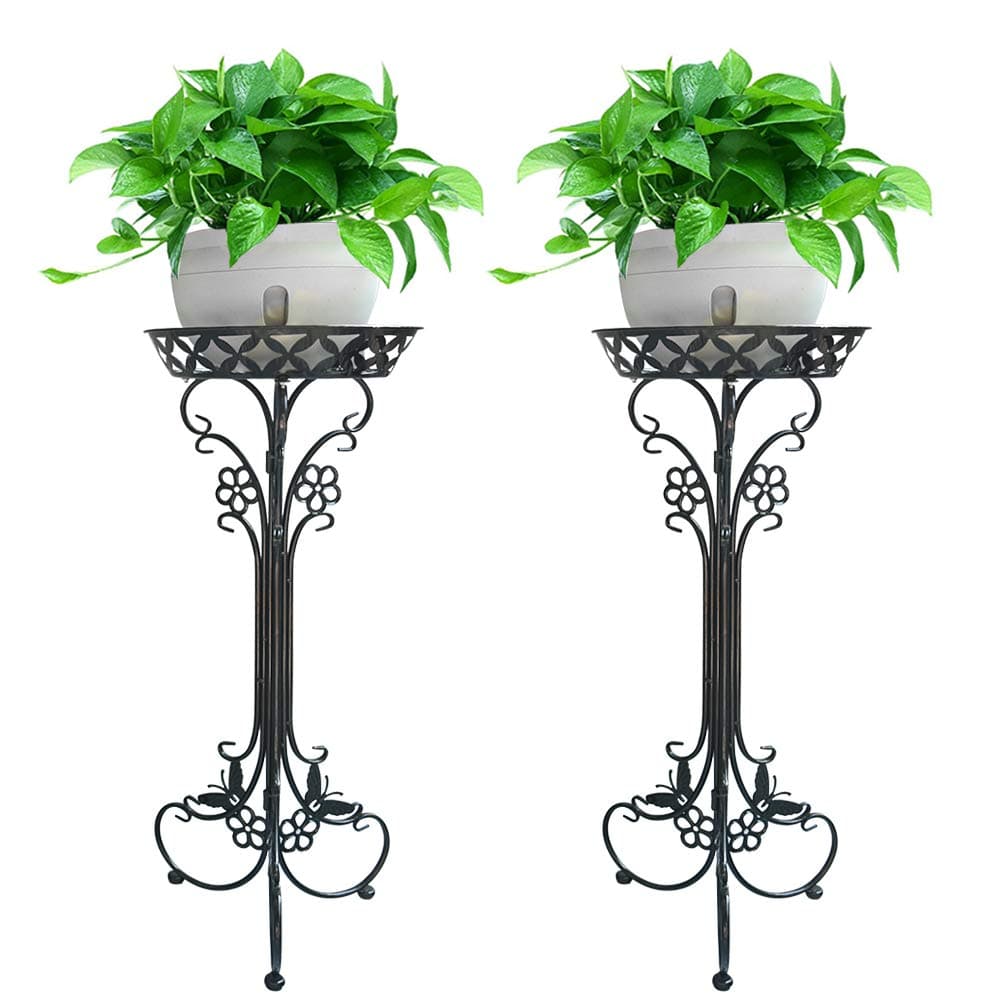 Sungmor Lightweight Metal Flower Pot Stands - 2 Pack 29.7 Inches Tall Plant Stand - Rustproof Potted Plant Holder - Indoor & Outdoor Elegant Corner Decorative Display Rack - Morden Planter Container