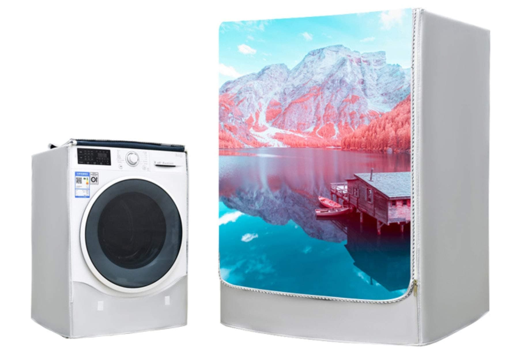 KONDLY Washing Machine Cover for Waterproof and Dustproof/Dryer Cover Protector Front-Loading Adjustable Deep Size for Outside(W23 D25 H30 inches) (Special Scenery)