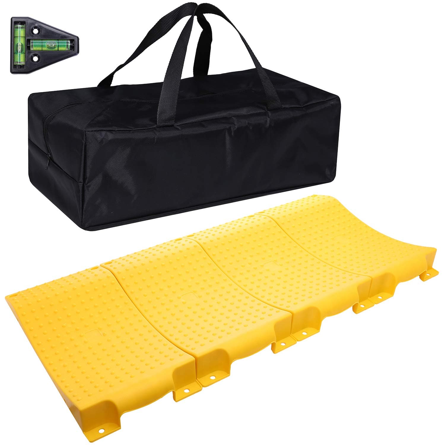 HomeOn Wheels Tire Saver Ramps Anti-Slip Pads Design Car Wheel Ramps for Flat Spot Prevention Tire Savers with Carrying Bag and T Level 4 Pack Yellow