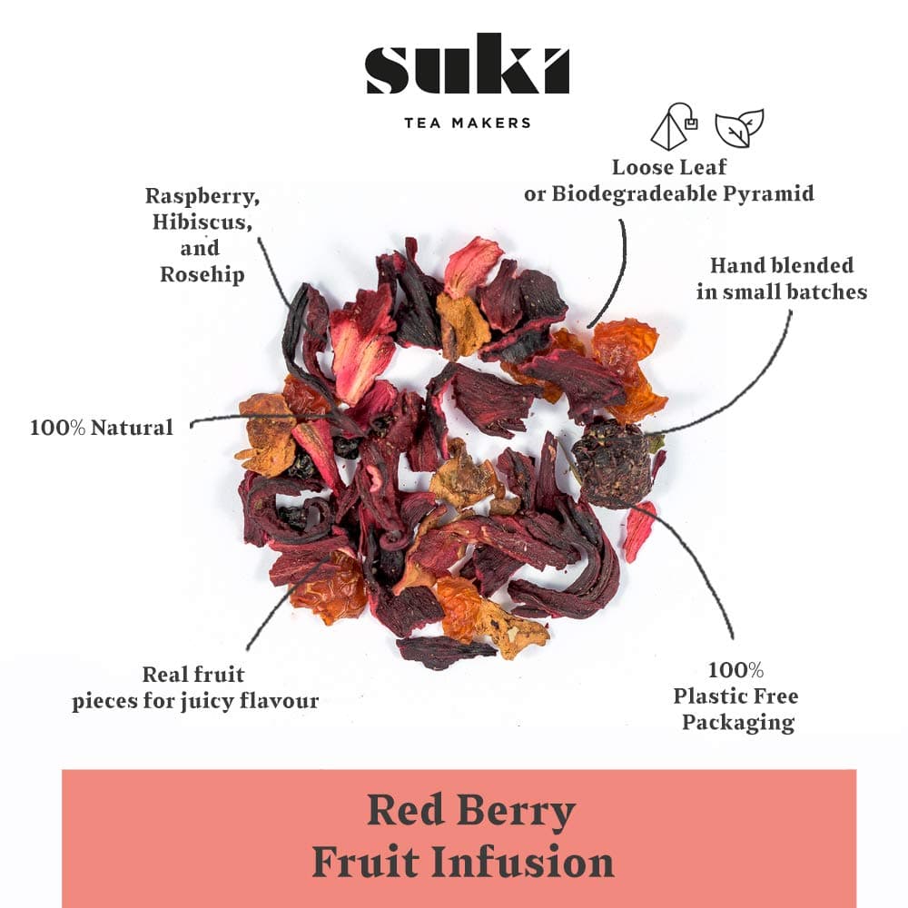Suki Tea Red Berry, Loose Fruit Berries, Apple, Hibiscus, Blackberry, Mixed Fruits, 80 gram