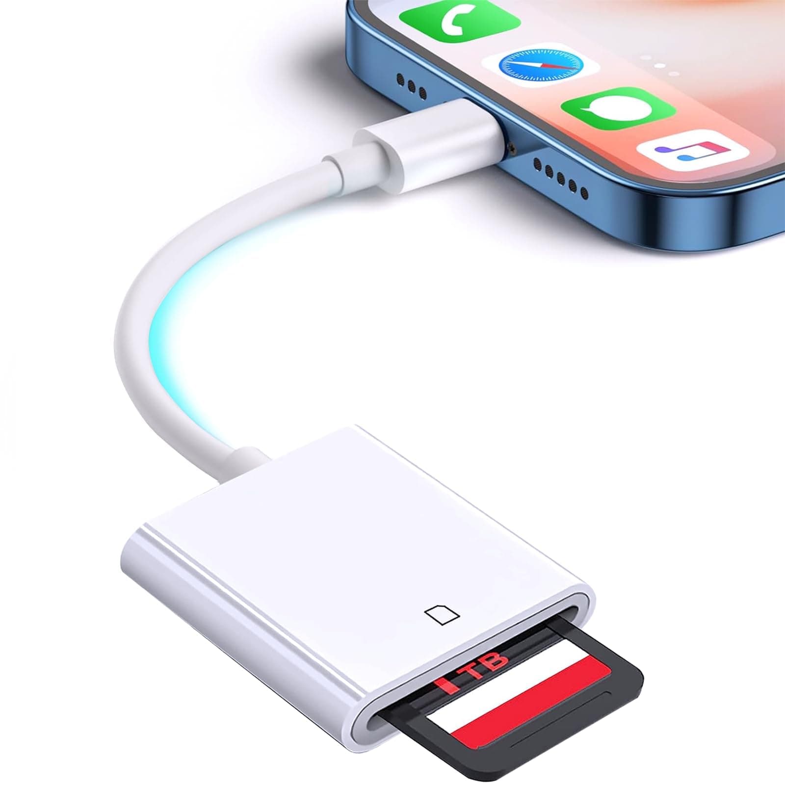 SD Card Reader, Lightning SD Card Camera Reader, Digital Camera, Smartphone Transfer, For i-Phone/i-Pad, High Speed Transfer, High Definition Photo Video, Audio Files, 4K Video, Reading, Word, Excle,