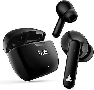 Boat Airdopes 120 Truly Wireless in Ear Ear Buds w/in Ear Detection, 40 hrs Playtime Quad Mics with ENx™ Tech, ASAP™ Charge, IWP™ Tech, Beast™ Mode with 65 ms Low Latency, BTv5.3 & IPX4(Active Black)