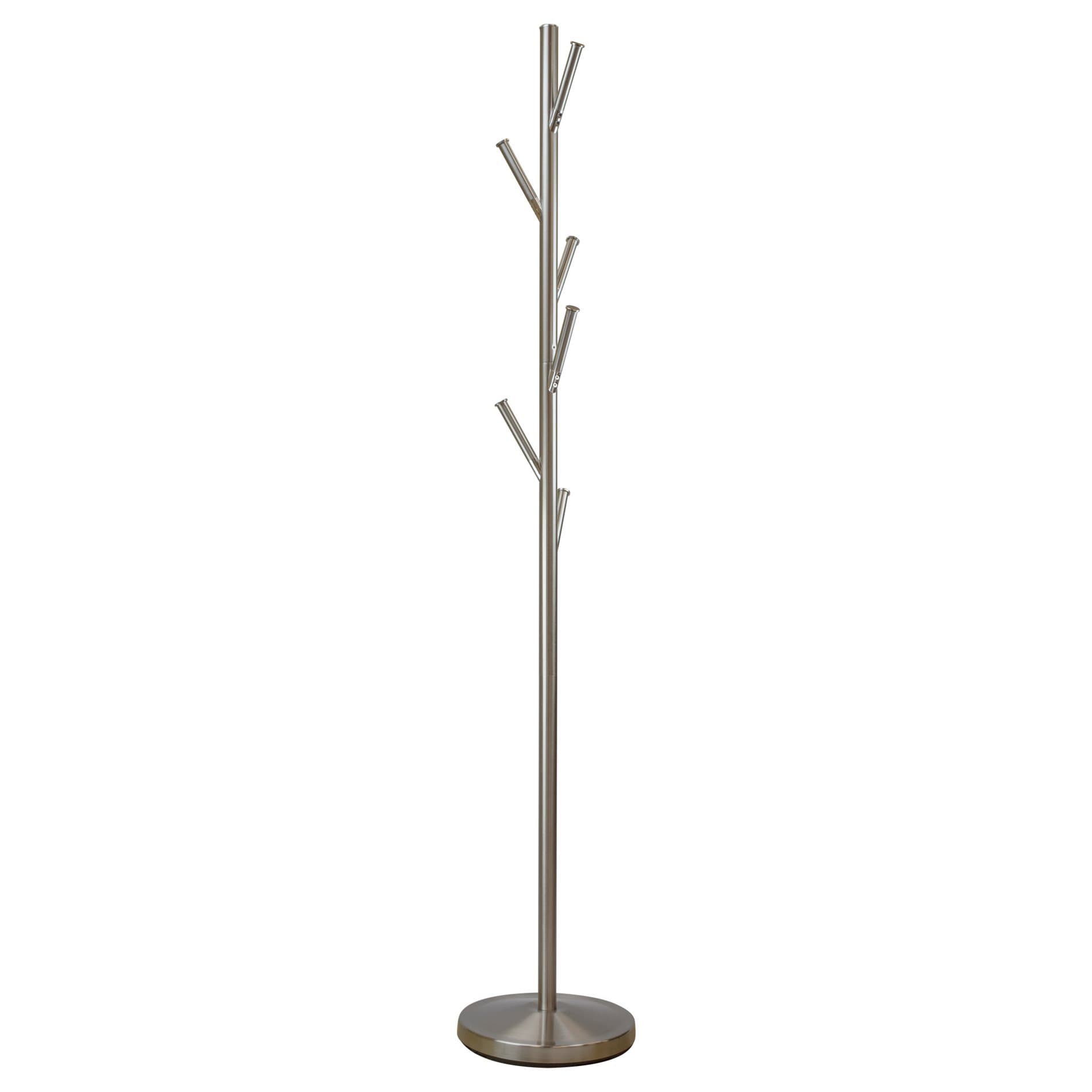 Addison 68" Free Standing Metal Coat Rack/Stand, Satin Steel Finish