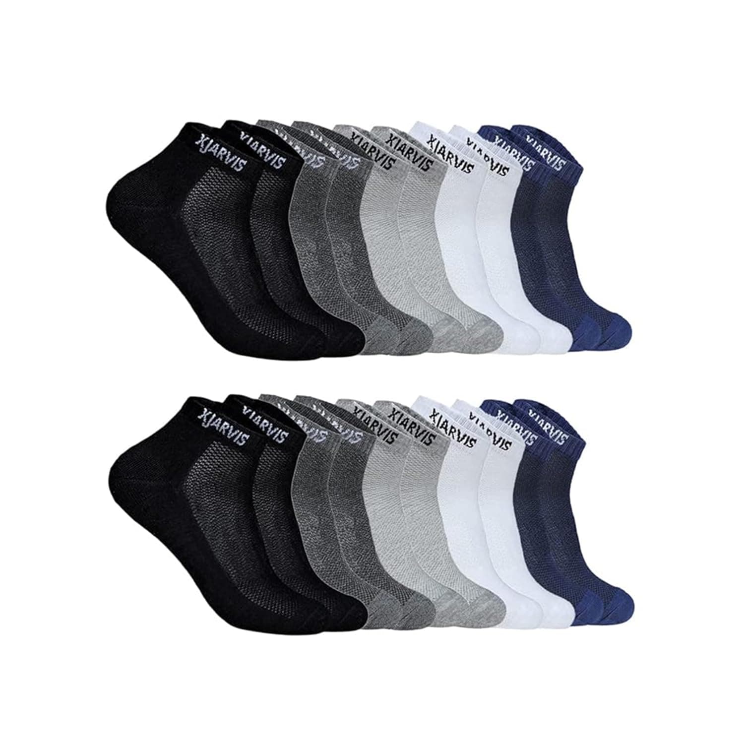 Ankle Length Socks for Men & Women - Moisture-Wicking, Odor-Free, Breathable Cotton, Cushioned Half Terry Combo - Ideal for Sports, Gym & Formal Wear - Multicolor, Free Size Pack of 10,12