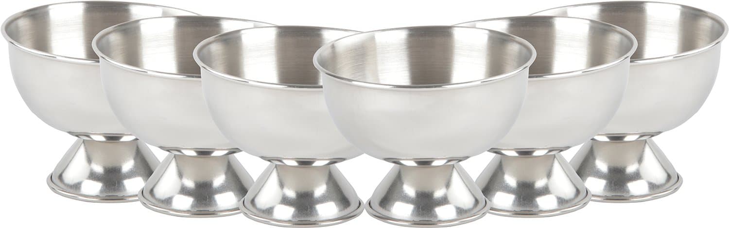 GOKUL Stainless Steel Ice Cream Bowls with Spoon Set, 100 ml, 6Pieces