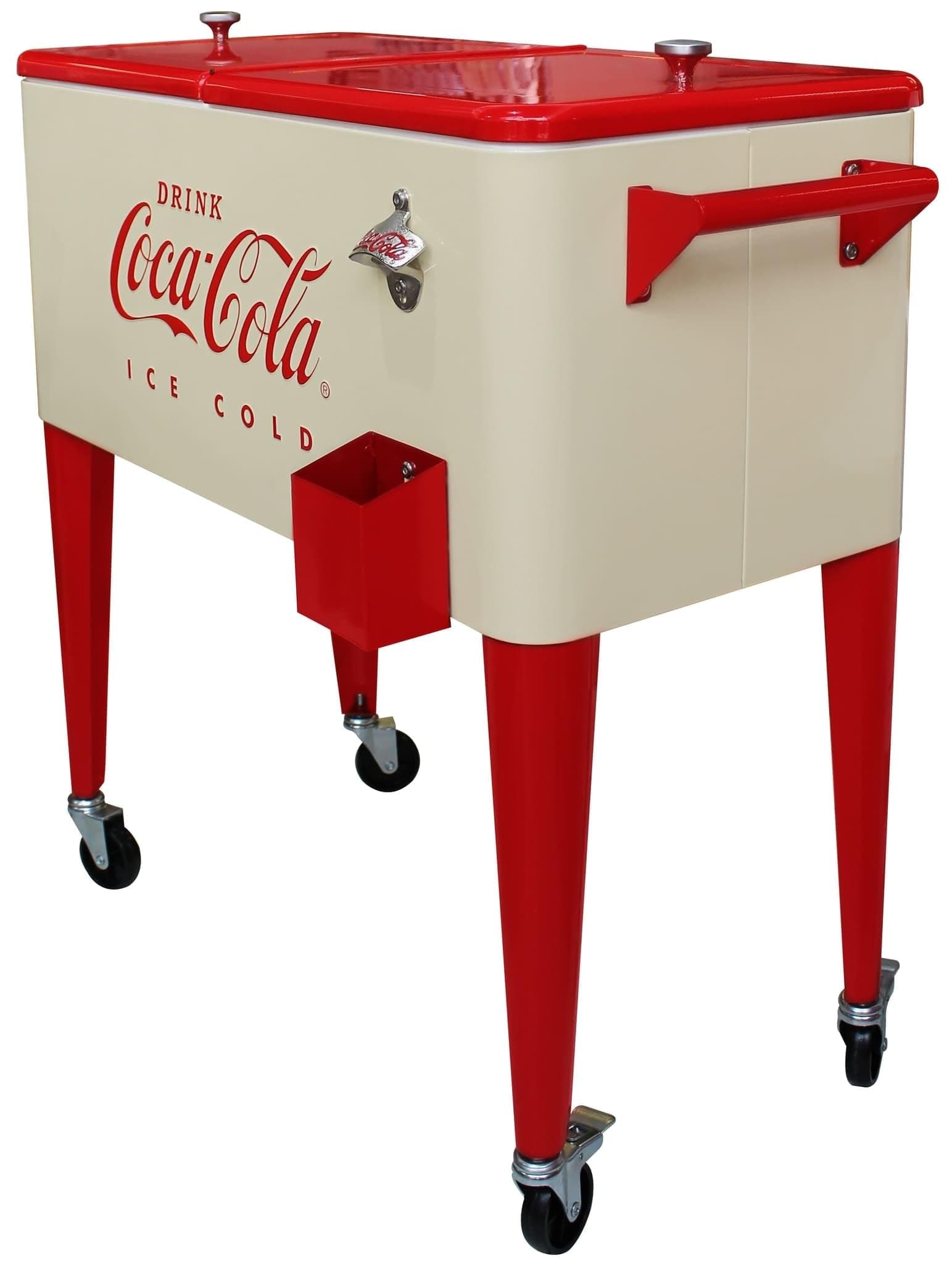 Leigh Country Coca-Cola 80-Qt Cooler, Cream & Red ICE Cold, with Wheels for Outdoor/Patio/Porch