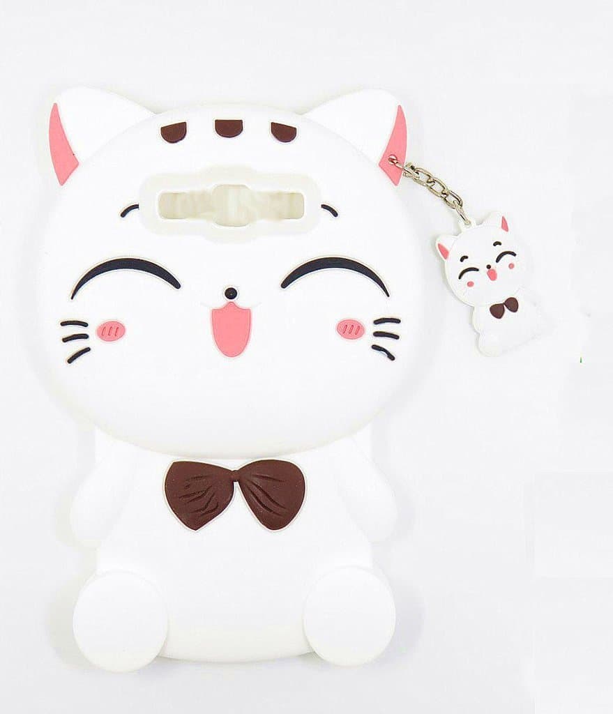 Samsung Galaxy S7 Case, Maoerdo Cute 3D Cartoon White Plutus Cat Lucky Fortune Cat Kitty with Bow Tie Silicone Rubber Phone Case Cover for Samsung Galaxy S7