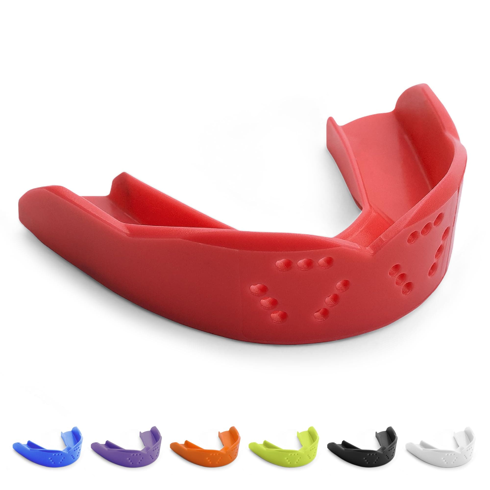 3D 2.0mm Sports Mouth Guard for Football, Hockey, Lacrosse, Basketball, Custom Fit Youth/Adults, Intense Red