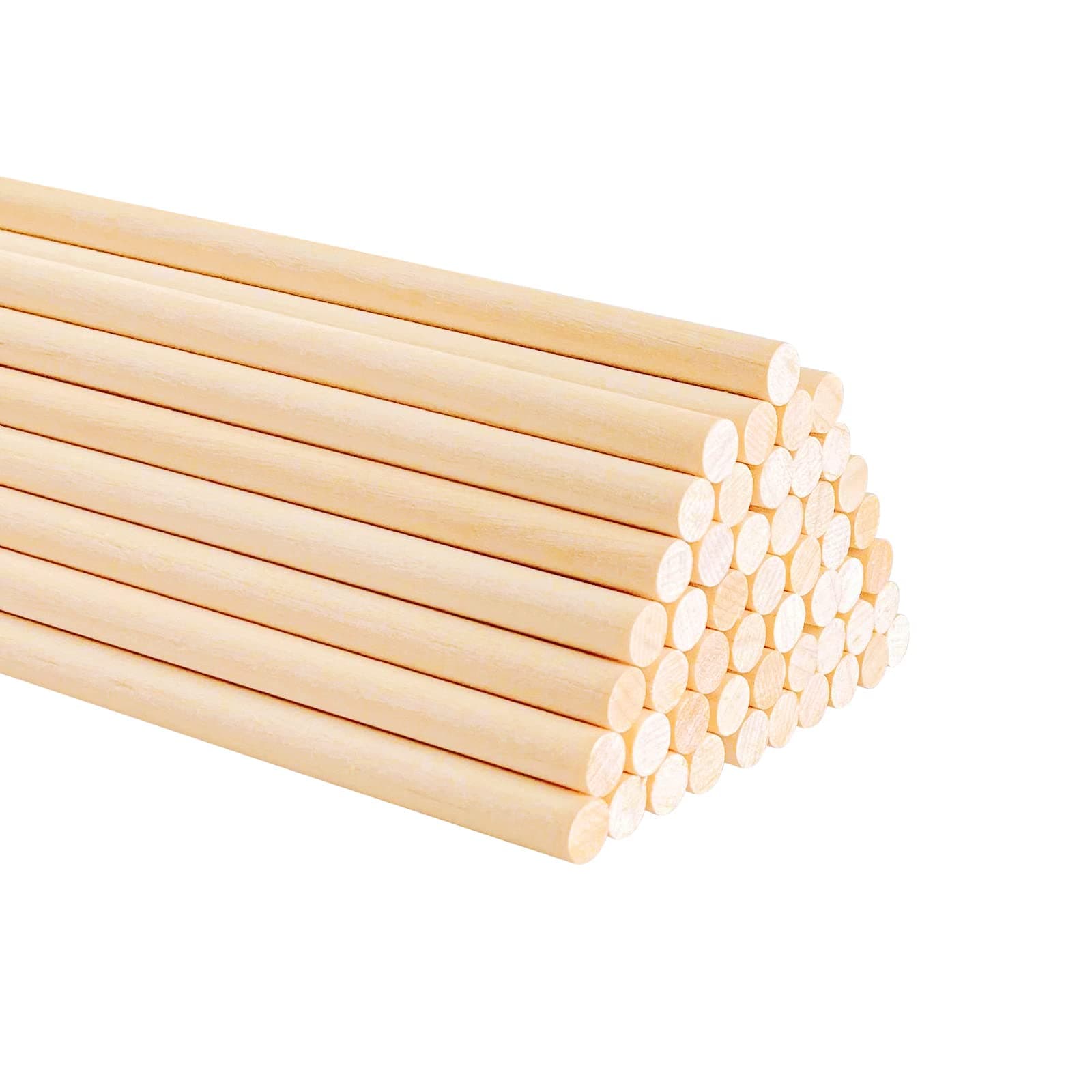 50PCS Dowel Rods Wood Sticks Wooden Dowel Rods - 1/4 x 12 Inch Precut Dowels for Crafting, Hardwood Dowel Rod Assortment, Wooden Rod Sticks Doweling Rods, Cake Dowels for Tiered Cakes