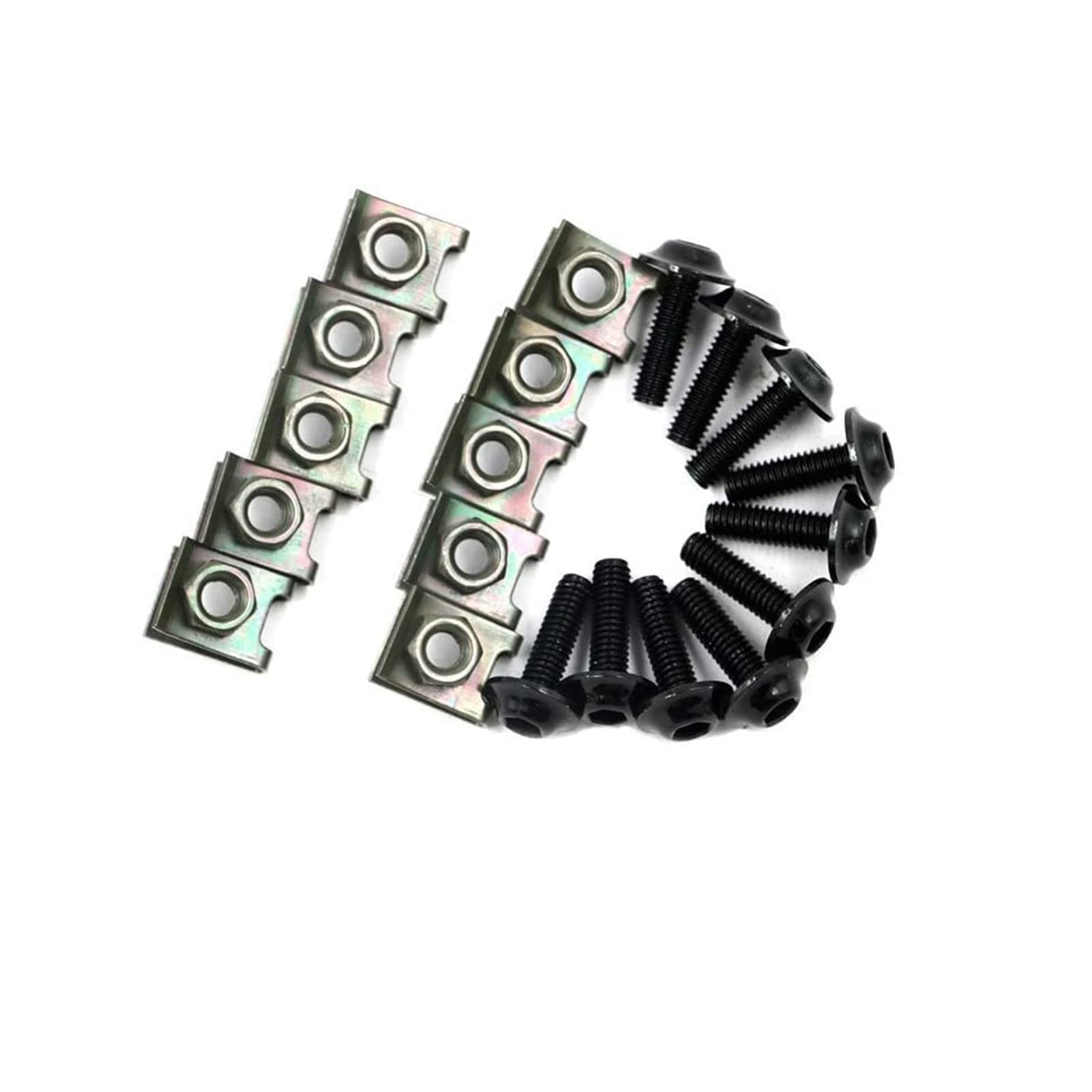 Alpha Rider6mm M6 Fairing Body Work Bolts Spire Speed Fastener Clips Screw Spring Nuts 10 PCS (Black)