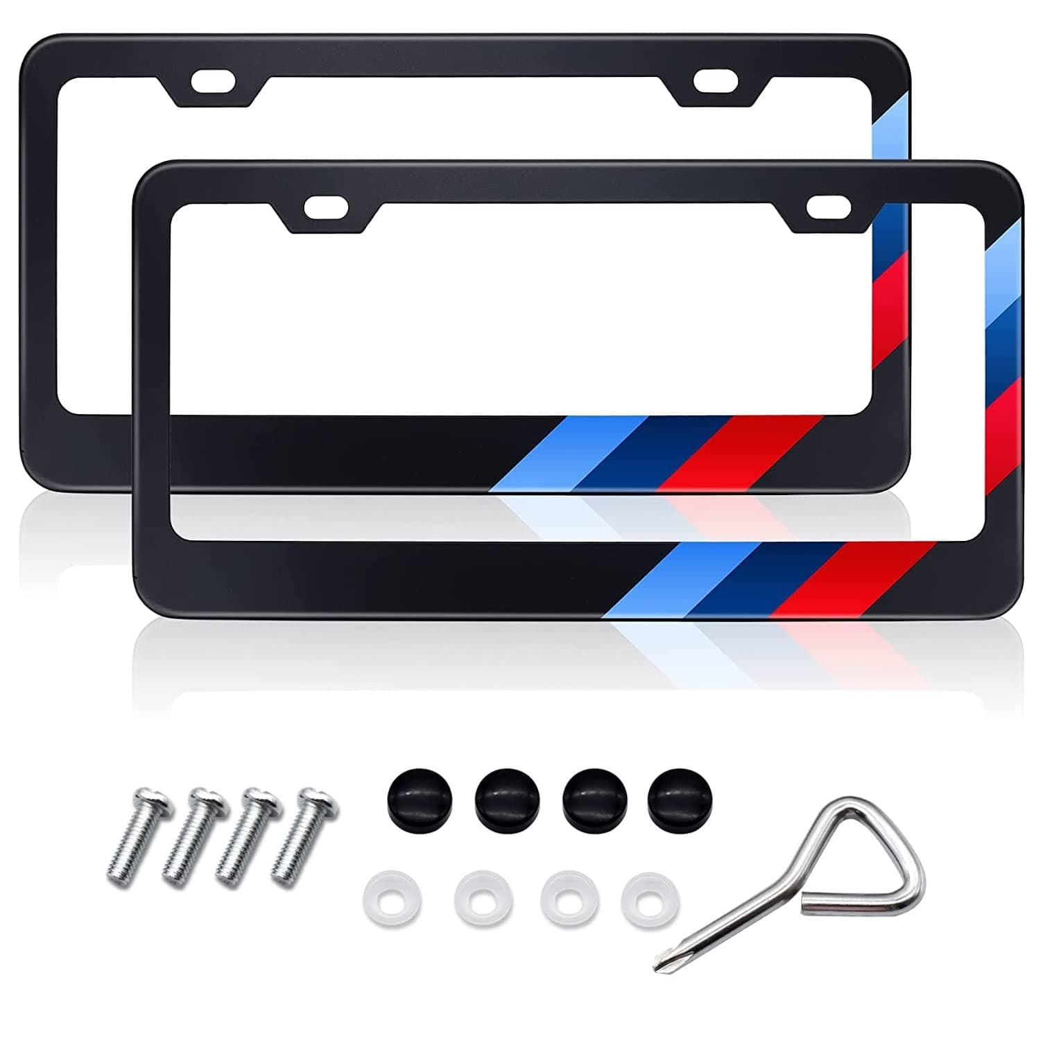2PCS Matte License Plate Frames fit for BMW Aluminum Alloy 3 Color License Plate Cover Holder fit for All BMW License Plates Universal License Plate Covers Accessories for Front and Rear Car Tags