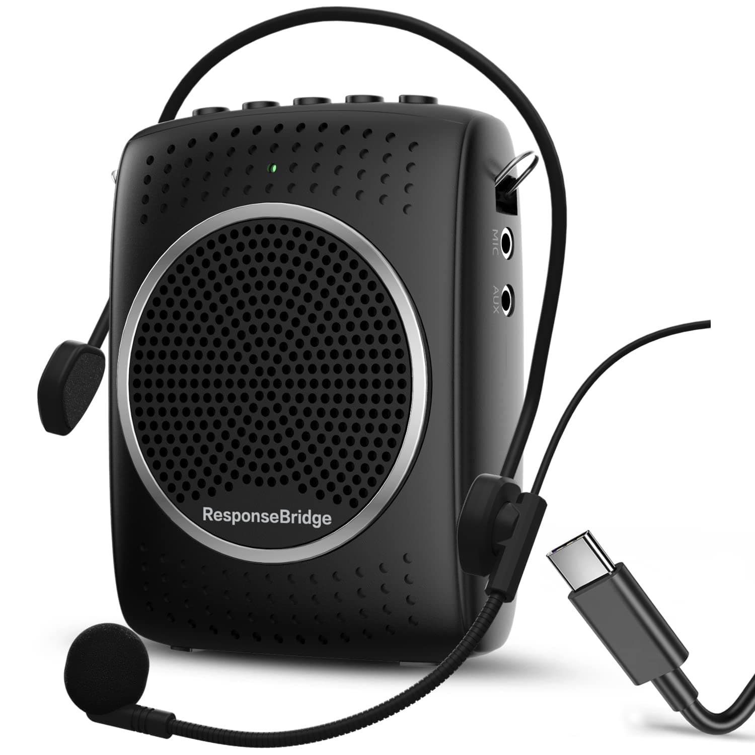 ResponseBridge Voice Amplifier for Teachers Personal Wired Microphone Headset - Loudly Rechargeable Portable Microphone with Speaker, 2000mAh Small Pa System with Headset Microphone Classroom ect S309