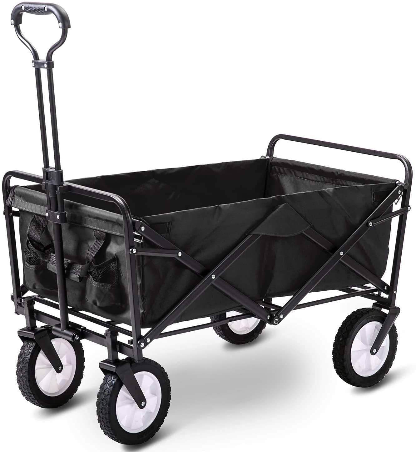 LIFE CARVER Folding Camping Cart Garden Wagon 4 Wheeled Collapsible Festival Trolley, Portable Garden Cart & DIY Waste Wagon - 150KG Capacity